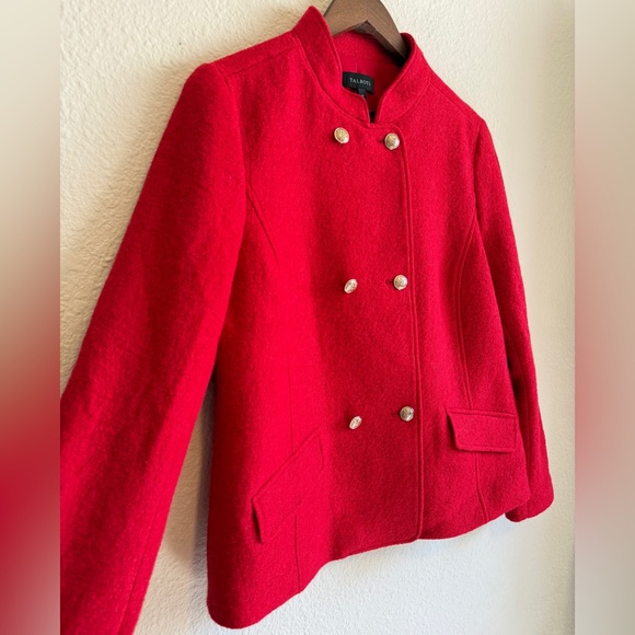 Talbots Red Double-Breasted Wool Blend Jacket – Size 14 - Picture 5 of 13